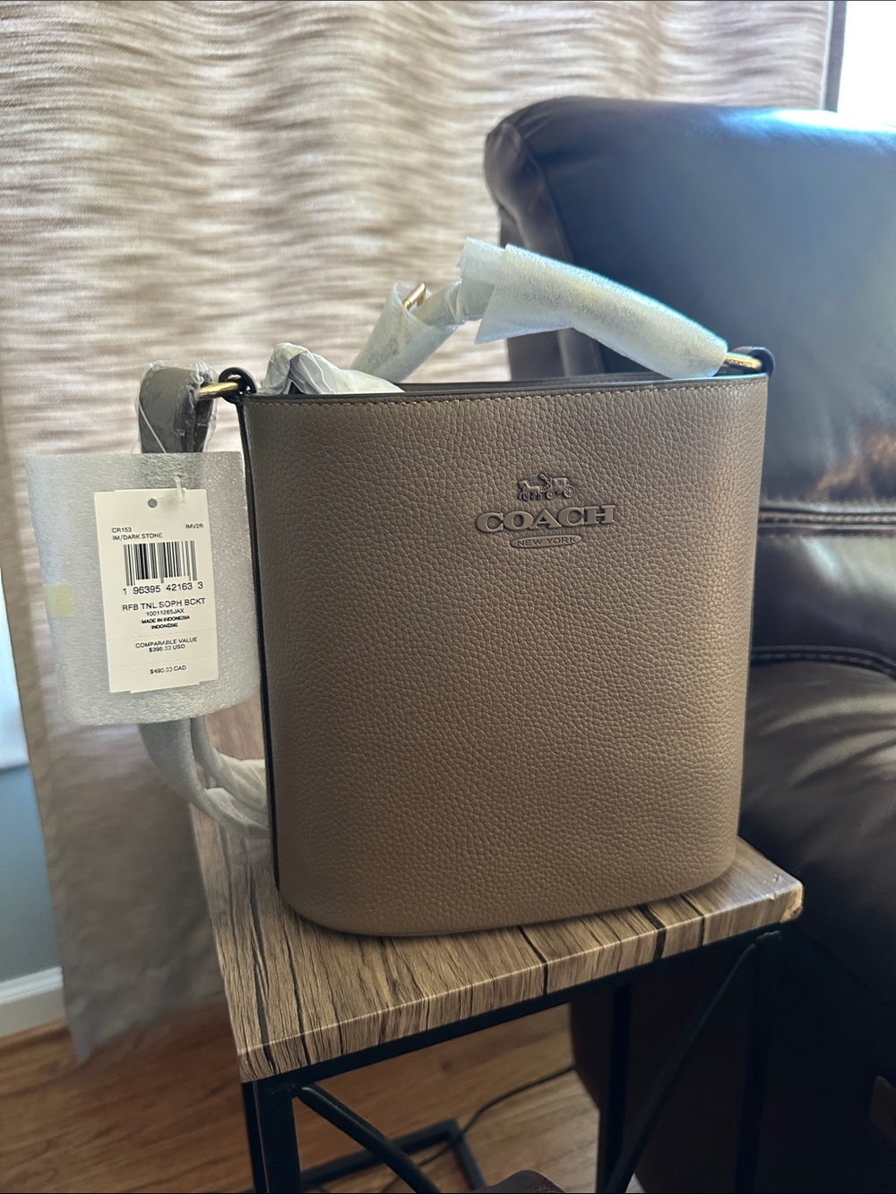Coach Pebbled Leather Crossbody in Taupe/Brown